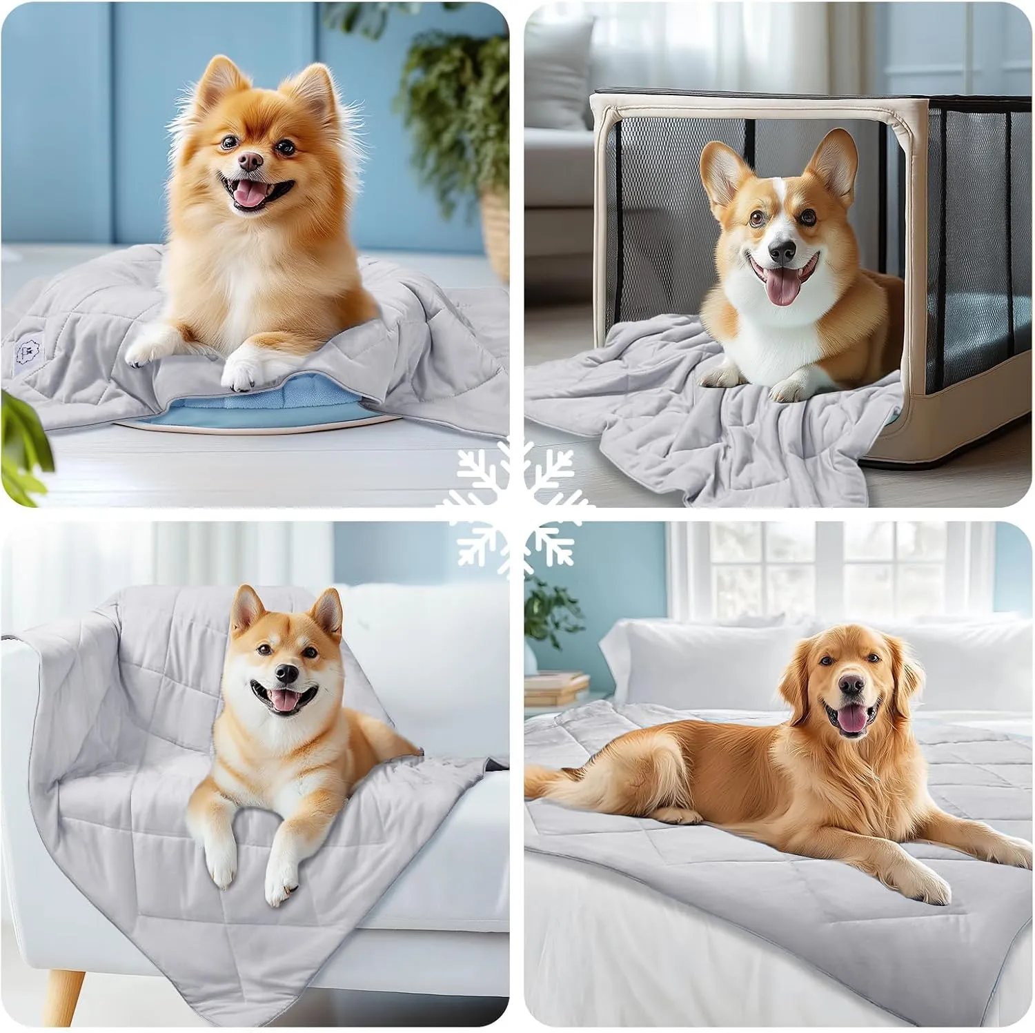 Luciphia Premium Cooling Blanket for Dogs Washable Q-MAX>0.4 Pet Cool Mat for Cats Hot Weather Puppy Lightweight Throw Calming Pad(Light Grey,60x80 inches)