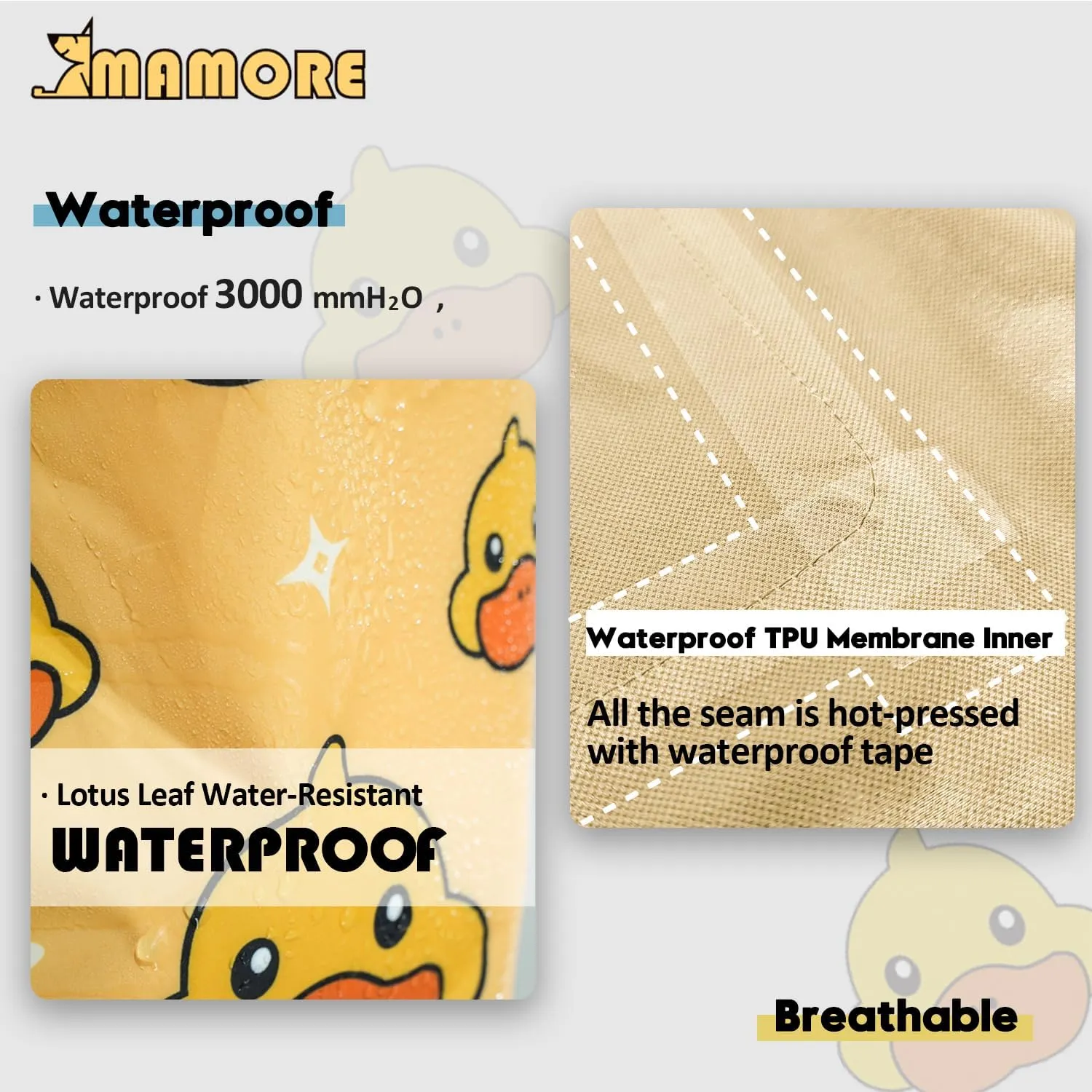 MAMORE Dog Raincoat, Waterproof Rain Jacket with Hood for Small Medium Large Dogs and Puppies, Packable Dog Poncho, Reflective, Adjustable (Yellow Duck, Large)