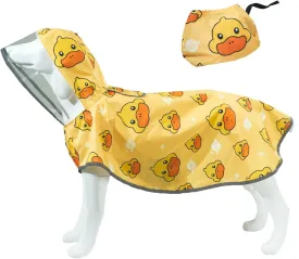 MAMORE Dog Raincoat, Waterproof Rain Jacket with Hood for Small Medium Large Dogs and Puppies, Packable Dog Poncho, Reflective, Adjustable (Yellow Duck, Large)