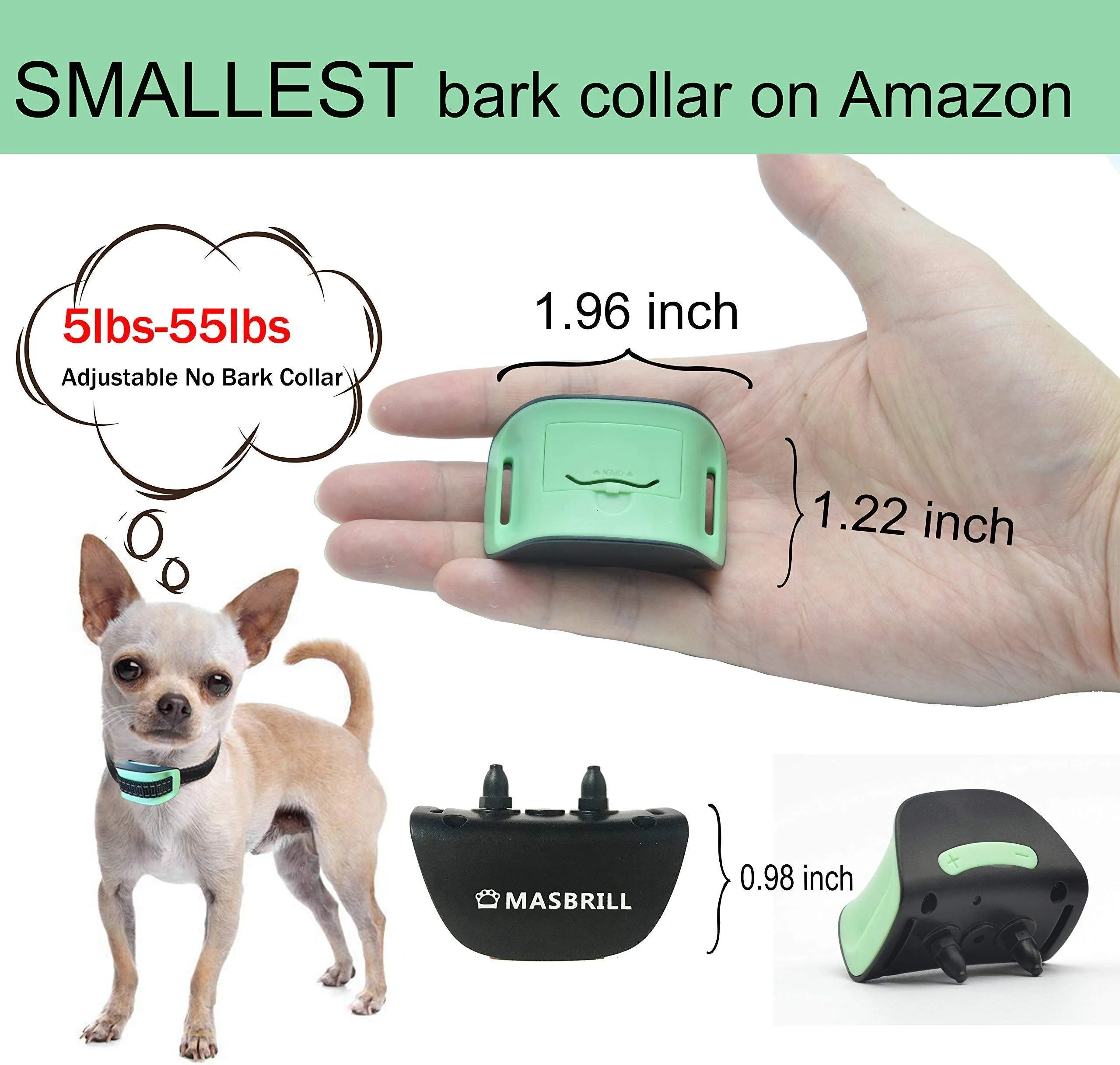 MASBRILL Dog Bark Collar Safe No Bark Control Device