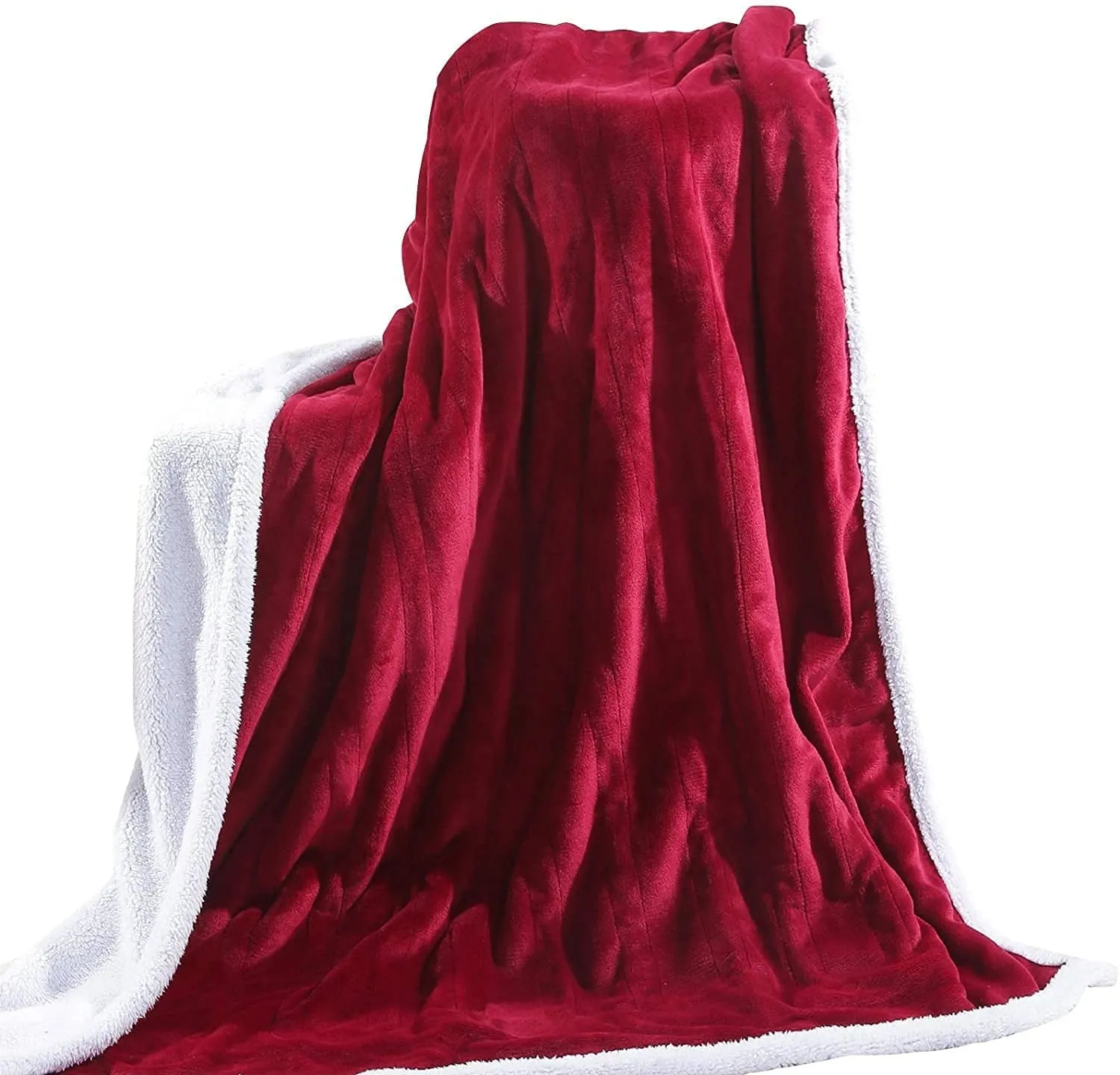 Maxkare Electric Heated Blanket 50" x 60" with 4 Heat Settings & 3H Auto-off, ETL Certification, Machine Washable Flannel & Sherpa, Red & White