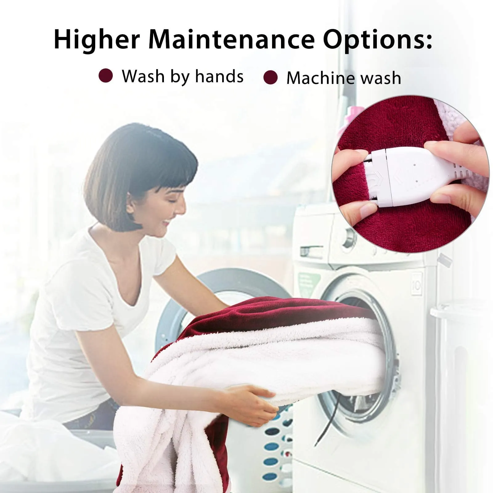Maxkare Electric Heated Blanket 50" x 60" with 4 Heat Settings & 3H Auto-off, ETL Certification, Machine Washable Flannel & Sherpa, Red & White