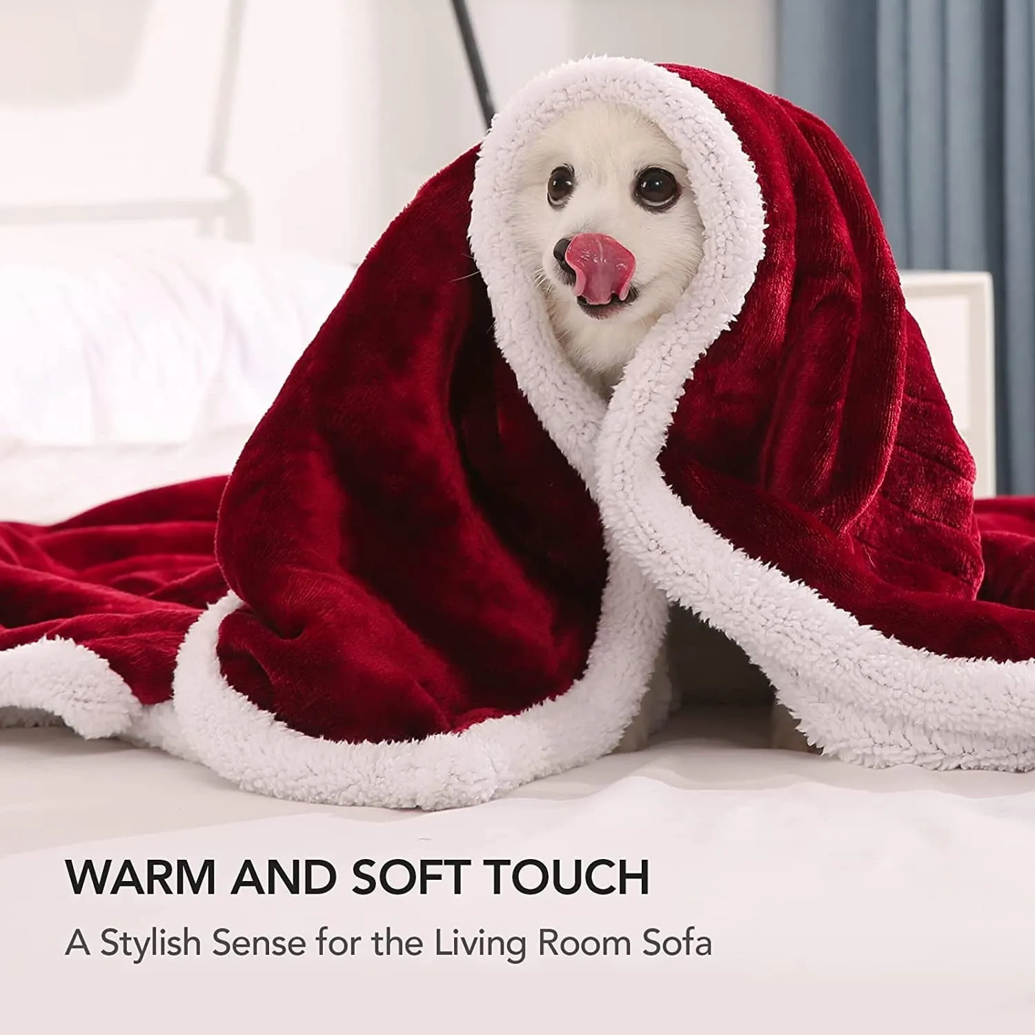 Maxkare Electric Heated Blanket 50" x 60" with 4 Heat Settings & 3H Auto-off, ETL Certification, Machine Washable Flannel & Sherpa, Red & White