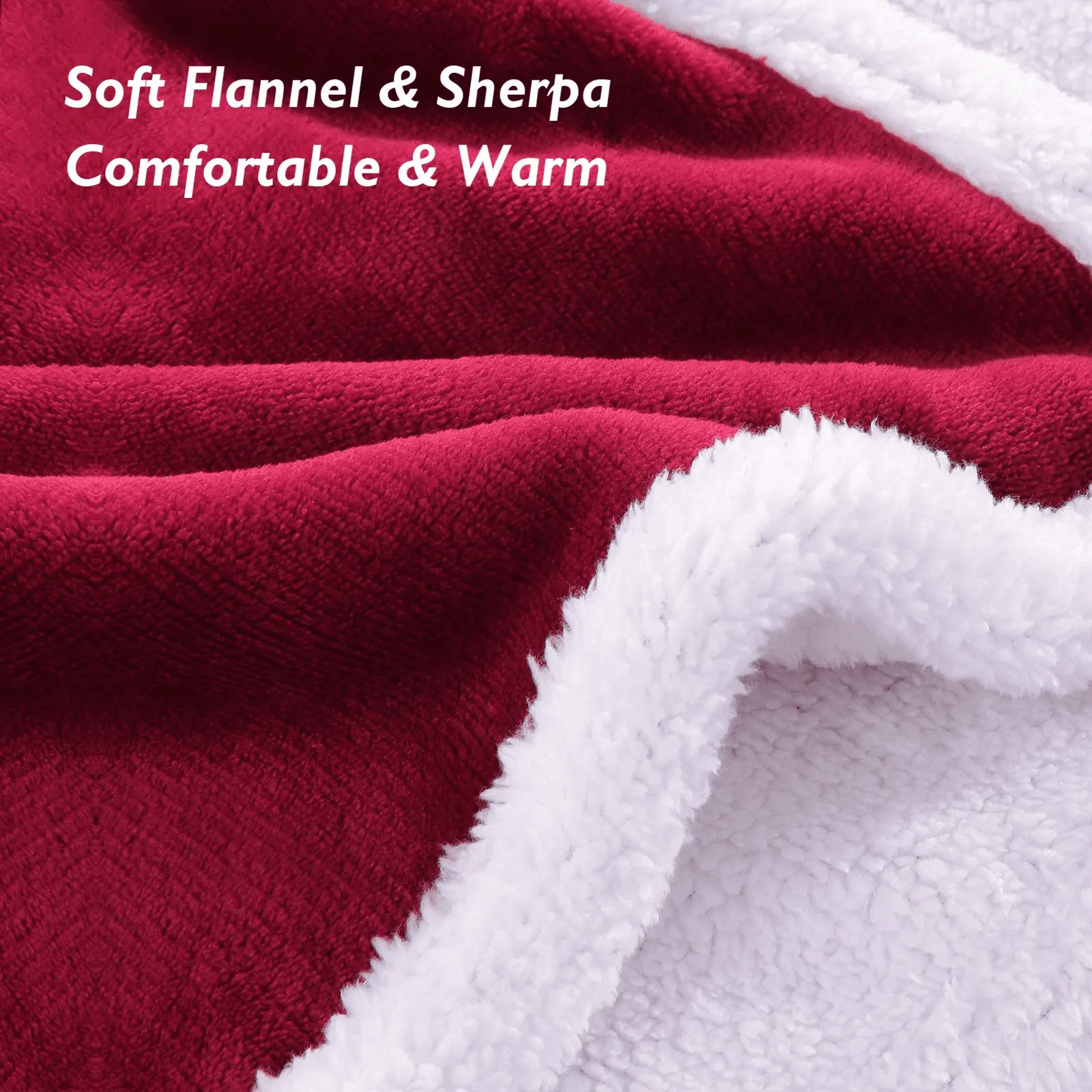 Maxkare Electric Heated Blanket 50" x 60" with 4 Heat Settings & 3H Auto-off, ETL Certification, Machine Washable Flannel & Sherpa, Red & White