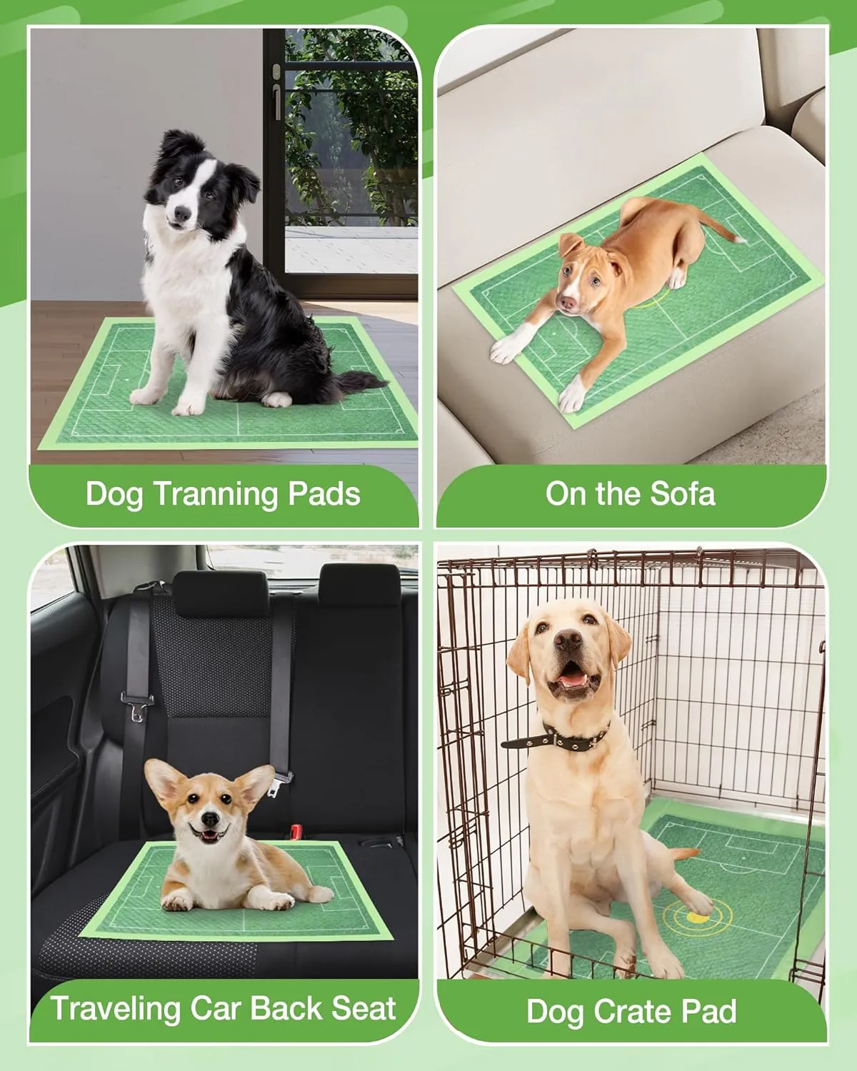 MICOOYO Puppy Pads Pee Pads for Dogs, Disposable Target Dog Pad for Potty Tranning , Soccor Field Design Super Absorbent Doggy Pad for Pets, Puppy, Doggie, Cat (S, 30Count)