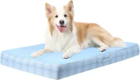 MIHIKK Dog Bed for Crates, Orthopedic Waterproof Bed for Medium Size Dogs, Egg Crate Foam Strong Support for Puppy, Machine Washable Cover & Anti-Slip Bottom & Durable Zipper, 35 * 22 Inch (Blue)