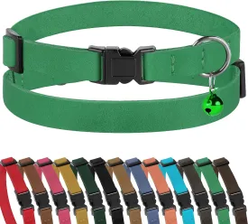 Muromto Breakaway Cat Collar Leather Soft Adjustable Pet Kitten Collars with Bell Pink Brown Blue Green Red (Mint Green)