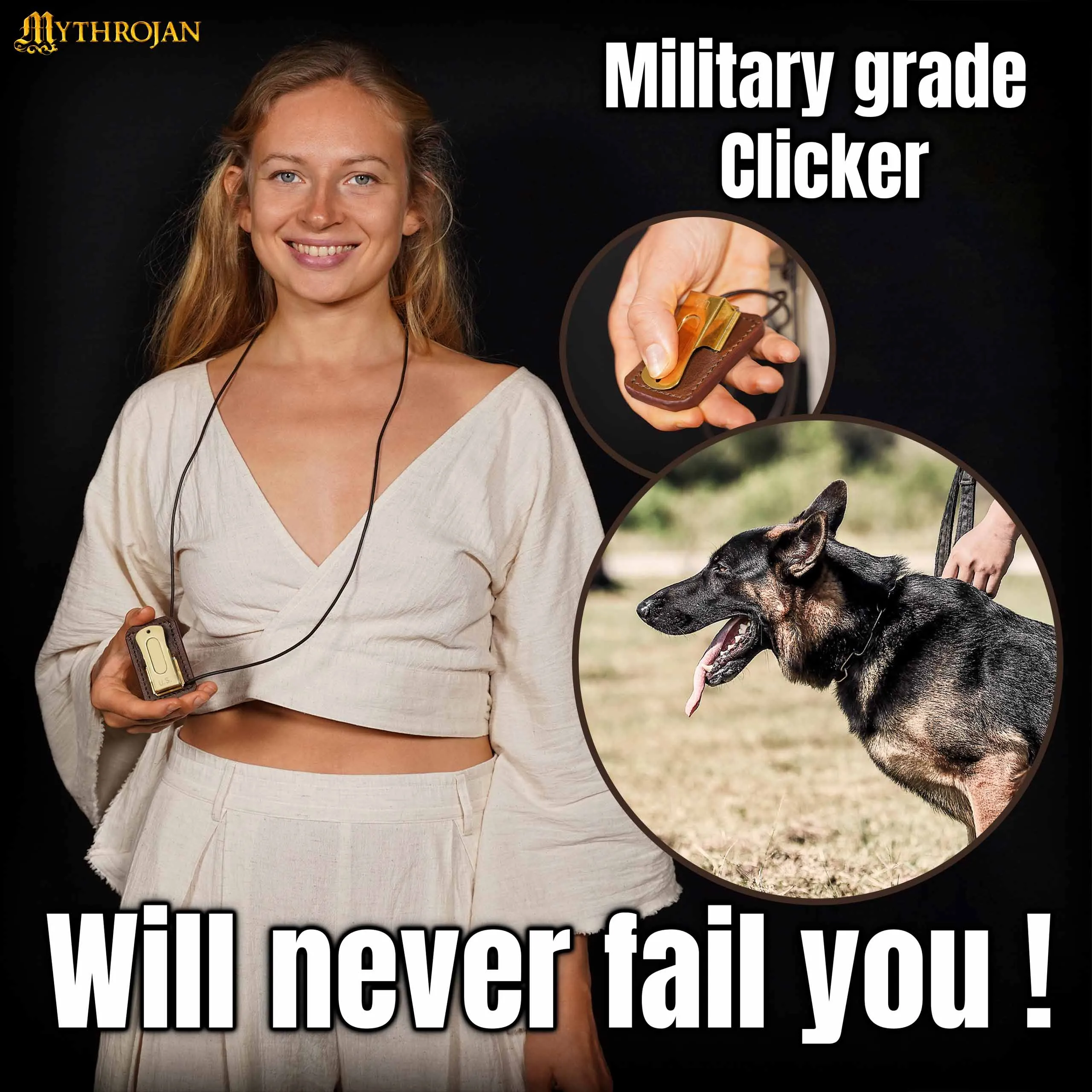 Mythrojan Military Grade Dog Training Clicker : Solid Brass and Steel construction for the perfect Pet Training Clicker Robust WII style Military Metal Clicker