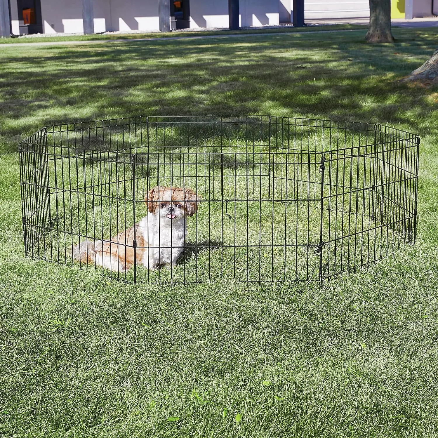 New World Dog Exercise Pen & Playpen, 24" W X 18" H, No Door, Black B550-18