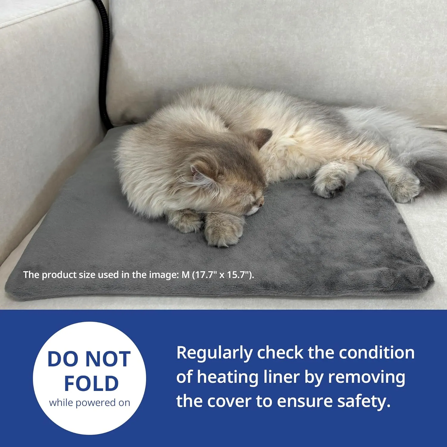 NICREW Pet Heating Pad for Dogs and Cats, Heated Cat Bed with Steel-Wrapped Cord and Soft Fleece Cover, 17.7 x 15.7 Inches, 30 Watts