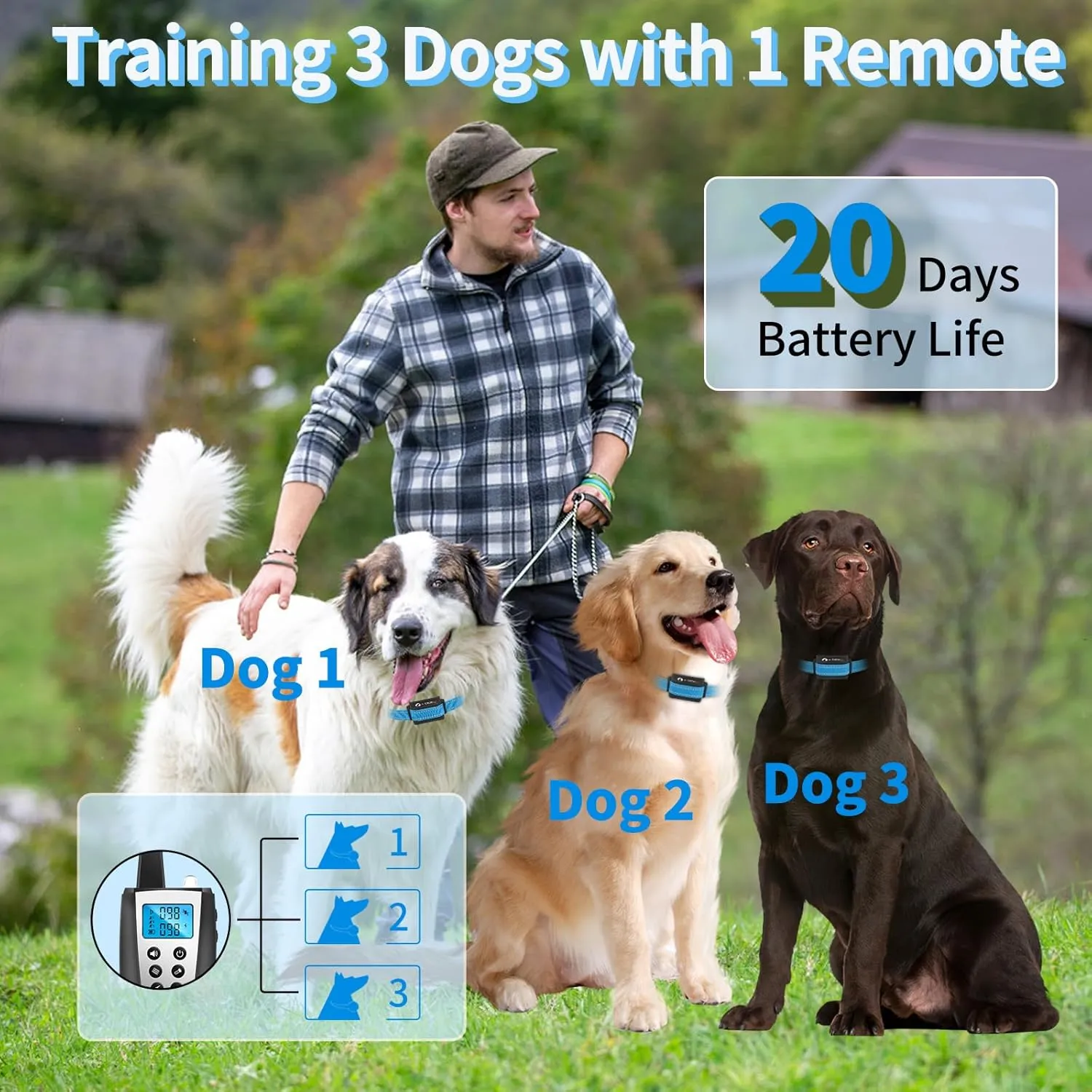 PaiPaitek Dog Bark Collar with Remote 3300ft Range - Automatic Bark Activated Shock Collar for Small Medium Large Dog with 5 Adjustable Sensitivity & Waterproof