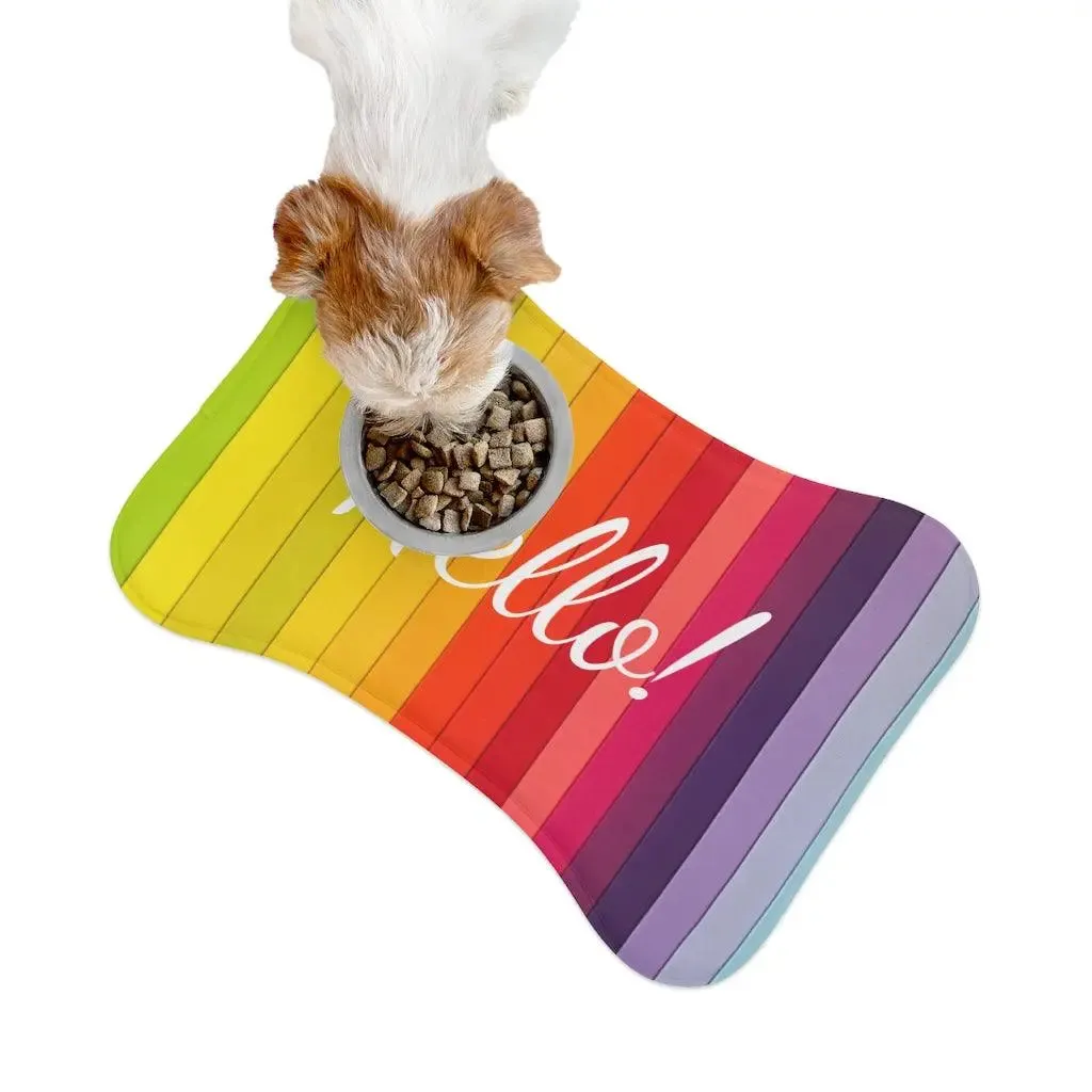 Personalize Pet Food Mat - Rainbow Patterns