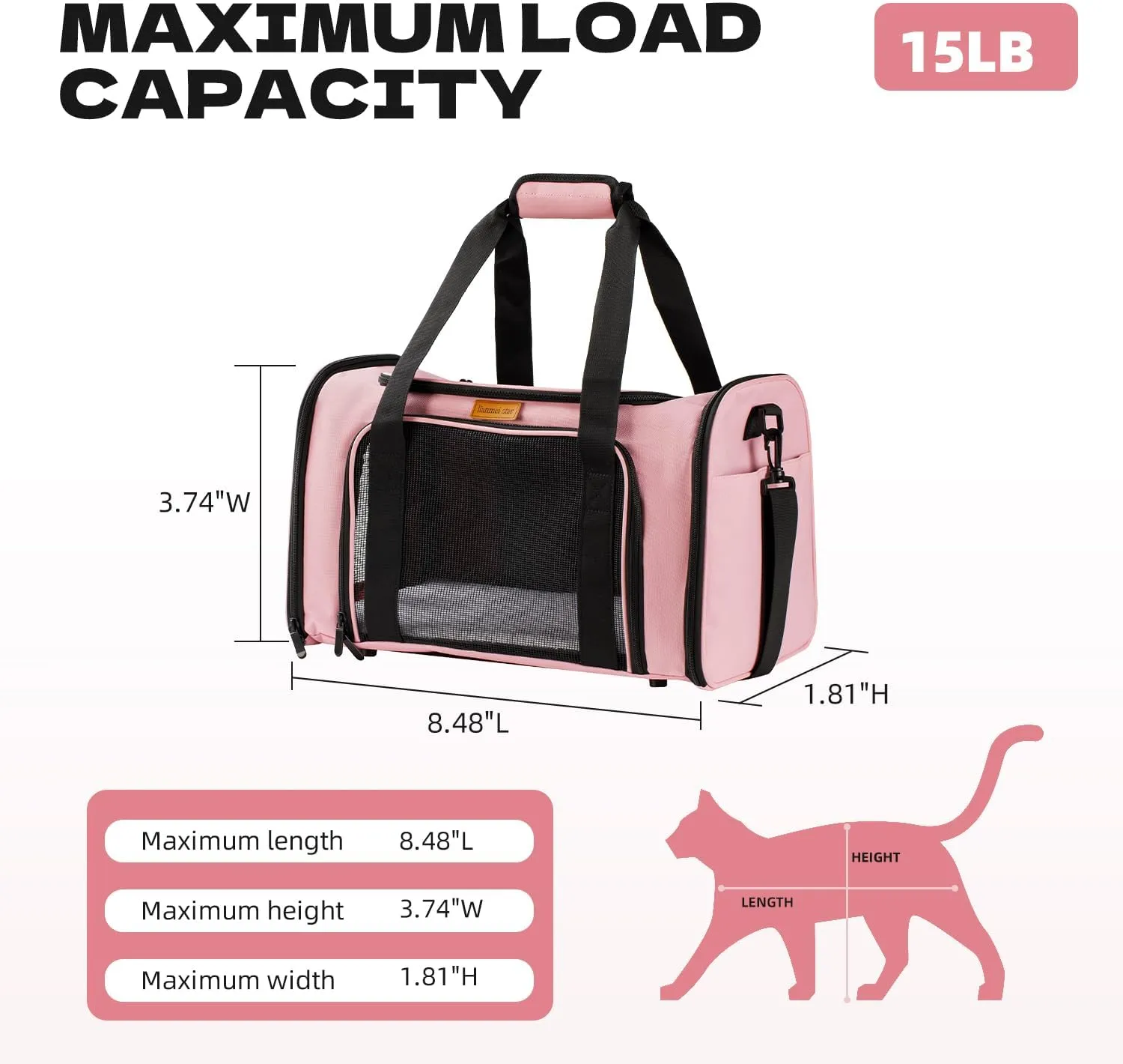 Pet Carrier for Cats, Dogs, and Puppies up to 15 lbs. Portable, Collapsible,Outdoors, Car Pet Bag. (Gray)