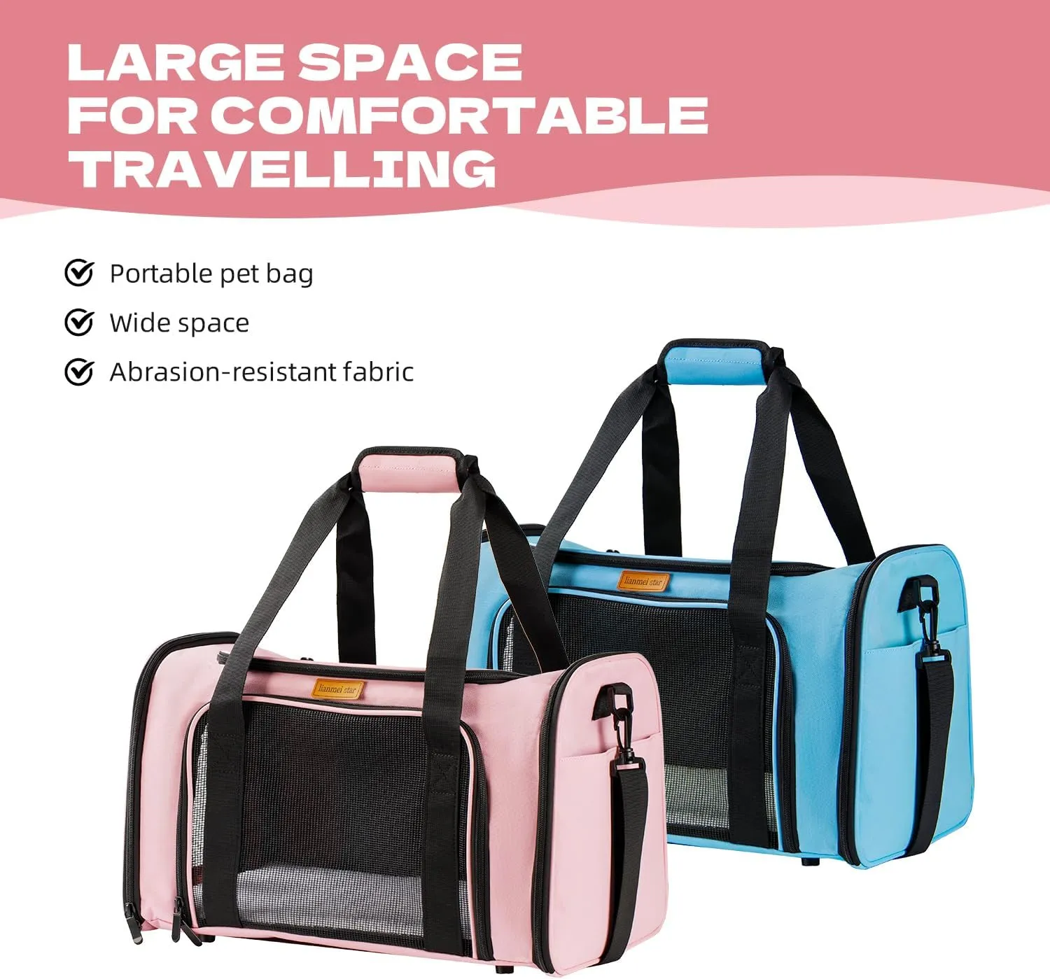 Pet Carrier for Cats, Dogs, and Puppies up to 15 lbs. Portable, Collapsible,Outdoors, Car Pet Bag. (Gray)