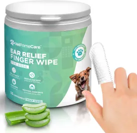 Pet Finger Wipes for Dogs Ear Relief, Aloe Vera & Eucalyptus Infusion, Pet Grooming Wipes, Remove Debris & Ear Wax, Soothe & Deodorize, 55-Count Pack.