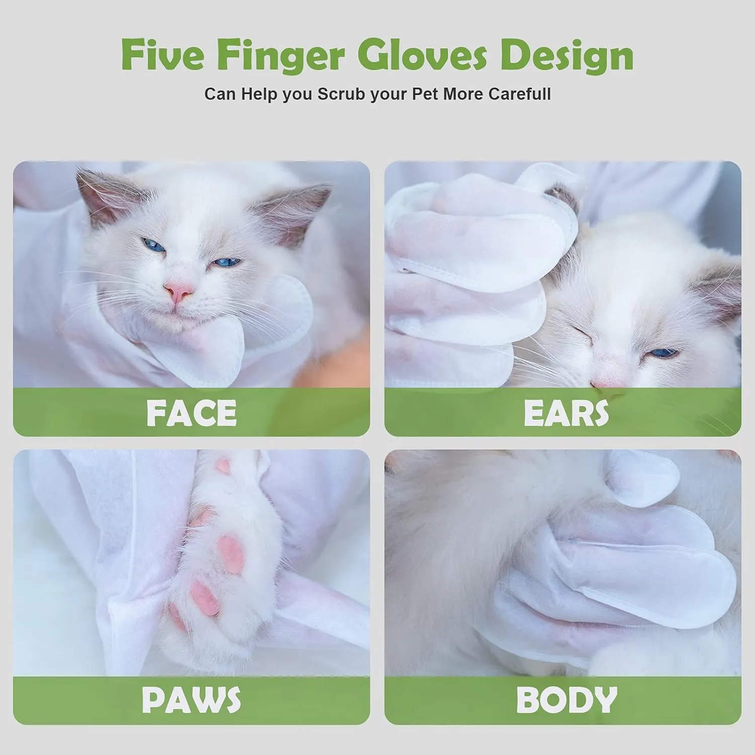 Pet Grooming Glove - Gentle Deshedding Brush Glove, Pet Bathing Wipes - Enhanced Five Finger Design - Daily Care and Traveling - Perfect for Dog & Cat with Long & Short Fur(14pcs/2-Pack)