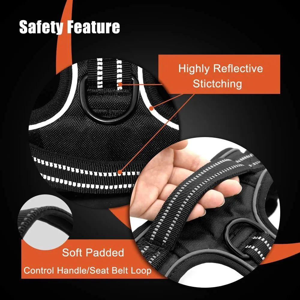 PHOEPET No Pull Dog Harnesses for Small Puppies Reflective Adjustable Front Clip Vest with 2 Metal Leash Attachment Hooks Soft Handle(S, Blue)