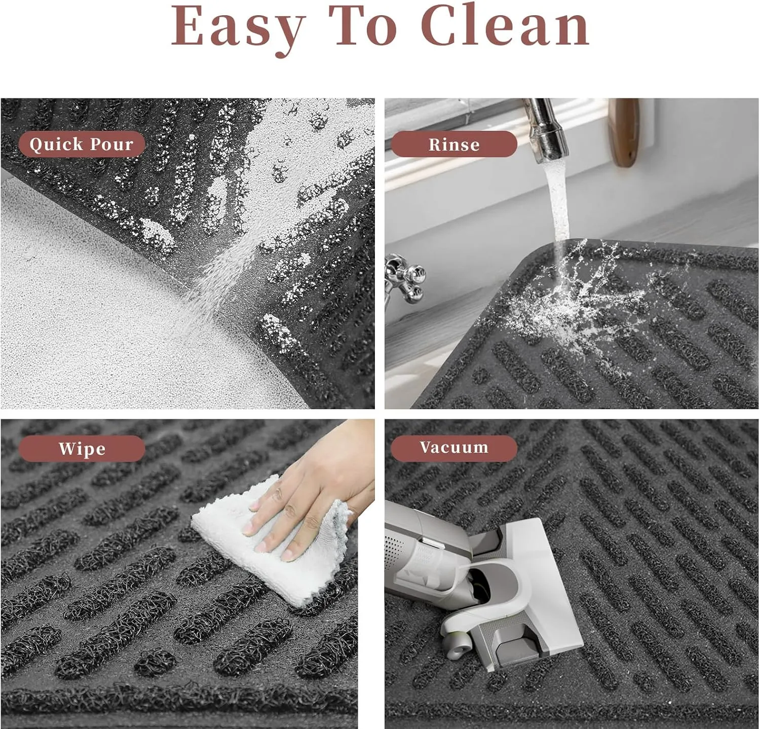Pieviev Cat Litter Trappping Mat, 2317 V-Shaped Channel & Mesh Litter Capturing Design, Waterproof & Easy to Clean Cat Litter Box Mat, Scatter Control for Indoor Cats, Black
