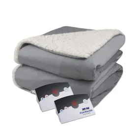 premium Velour Sherpa Electric Heated Warming Blanket King Gray