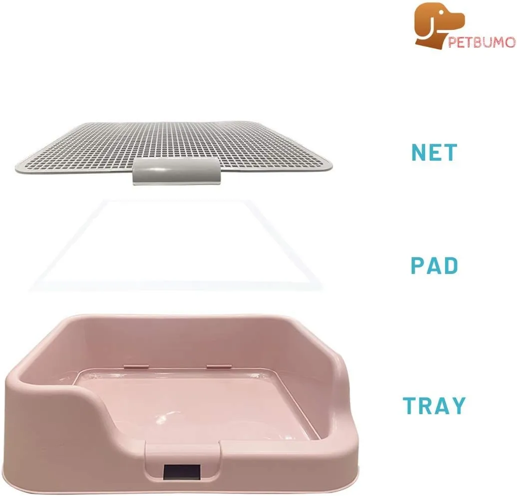 PS KOREA] Indoor Dog Potty Tray  with Protection Wall Every Side for No Leak, Spill, Accident - Keep Paws Dry and Floors Clean (Pink)   Pee PAD 100 PCS