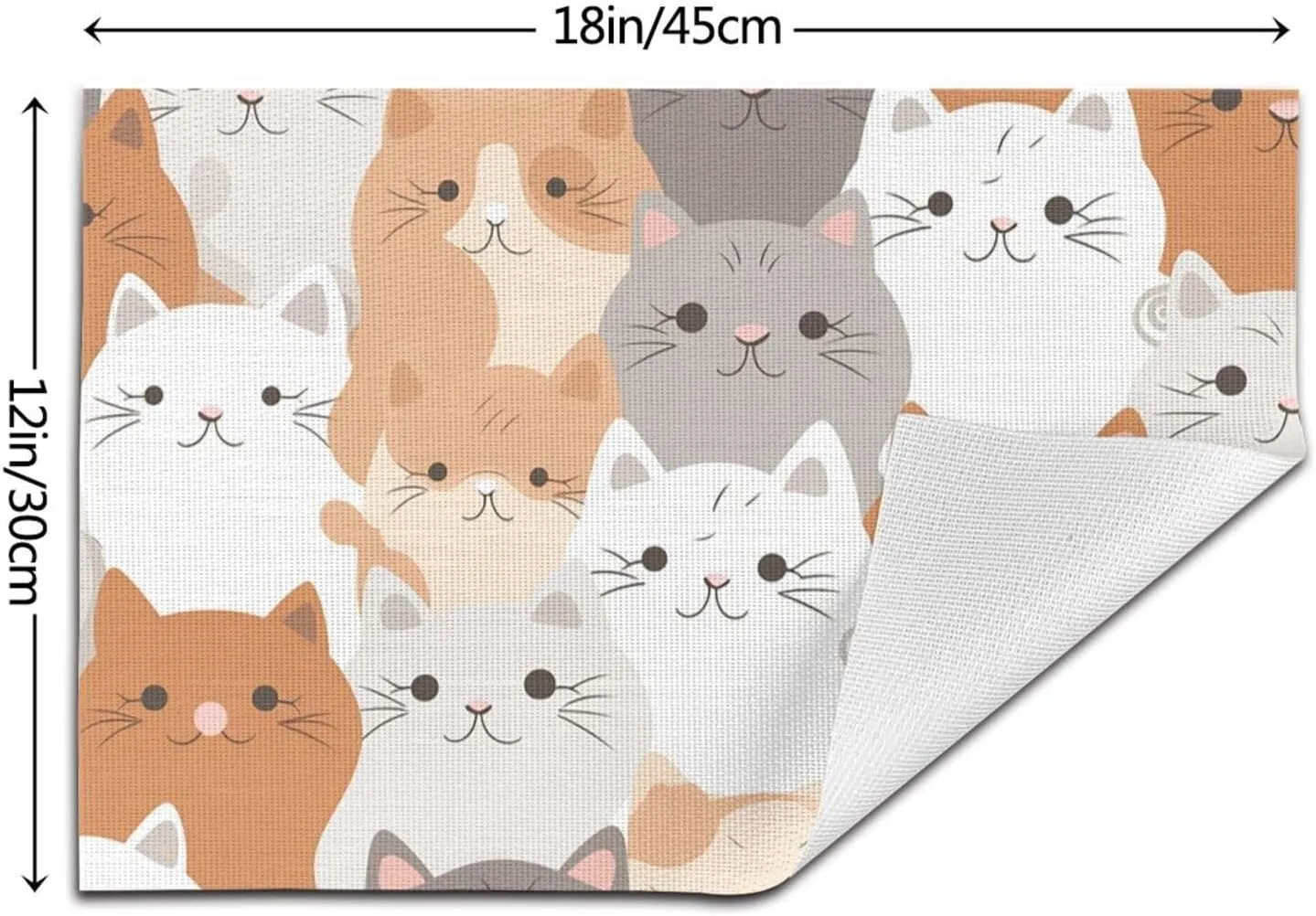 PVC Woven Placemats Set of 4 PCS, Orange Cats Placemat for Dining Table, Heat Resistant Non-Slip Kitchen Place Mats Washable Indoor Outdoor Table Mats 12x18 Inch