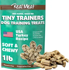 Real Meat Tiny Trainer Bites Dog Treats - 1lb of USA-Made Soft & Chewy Air-Dried Turkey Training Treats for Dogs & Puppies - All-Natural Grain-Free Dog Training Treats With Free-Range Cage-Free Turkey