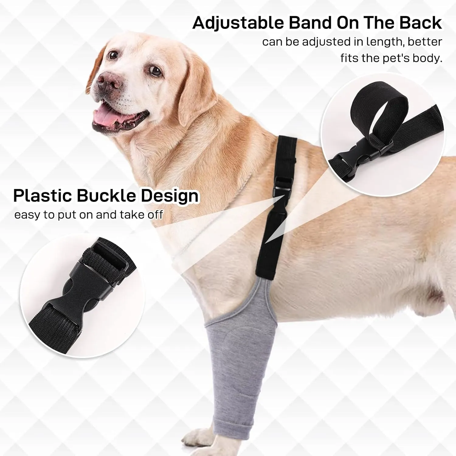 Recovery Suit Front Legs, Dog Sleeve After Surgery With Elastic Band, Protective Elbow Protector for Medium Large Dogs, Cone Alternative to Stop Licking Leg Wounds, Grey, L