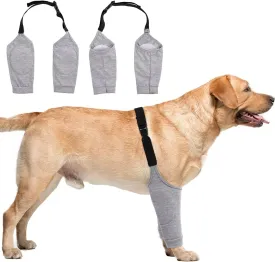 Recovery Suit Front Legs, Dog Sleeve After Surgery With Elastic Band, Protective Elbow Protector for Medium Large Dogs, Cone Alternative to Stop Licking Leg Wounds, Grey, L