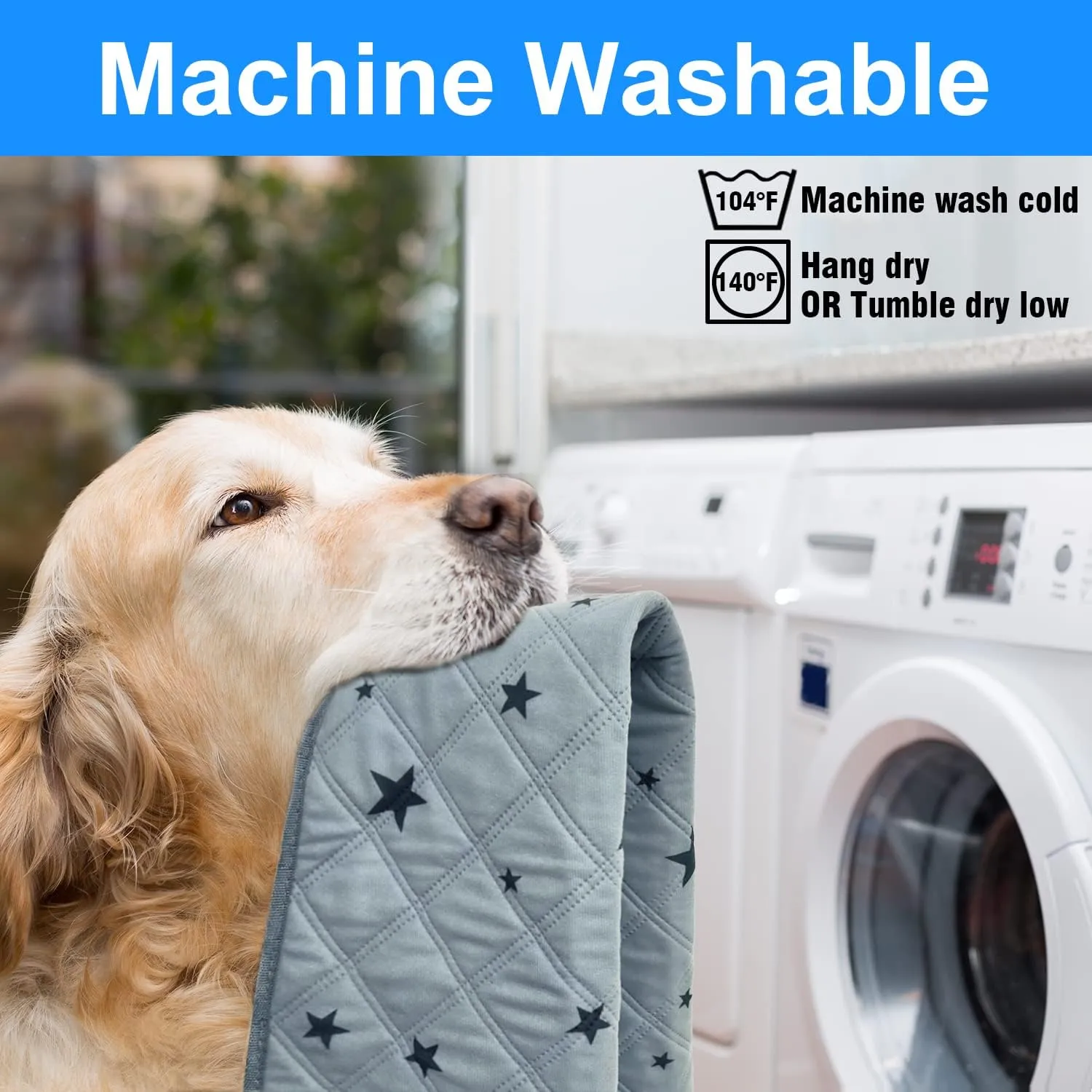 RIOUSSI Washable Pee Pads for Dogs, Reusable, Absorbent, Leakproof, Non Slip Pet Puppy Pads for Potty Training. Gray Stars, 18x24 Inch(4pack)