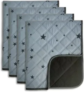 RIOUSSI Washable Pee Pads for Dogs, Reusable, Absorbent, Leakproof, Non Slip Pet Puppy Pads for Potty Training. Gray Stars, 18x24 Inch(4pack)