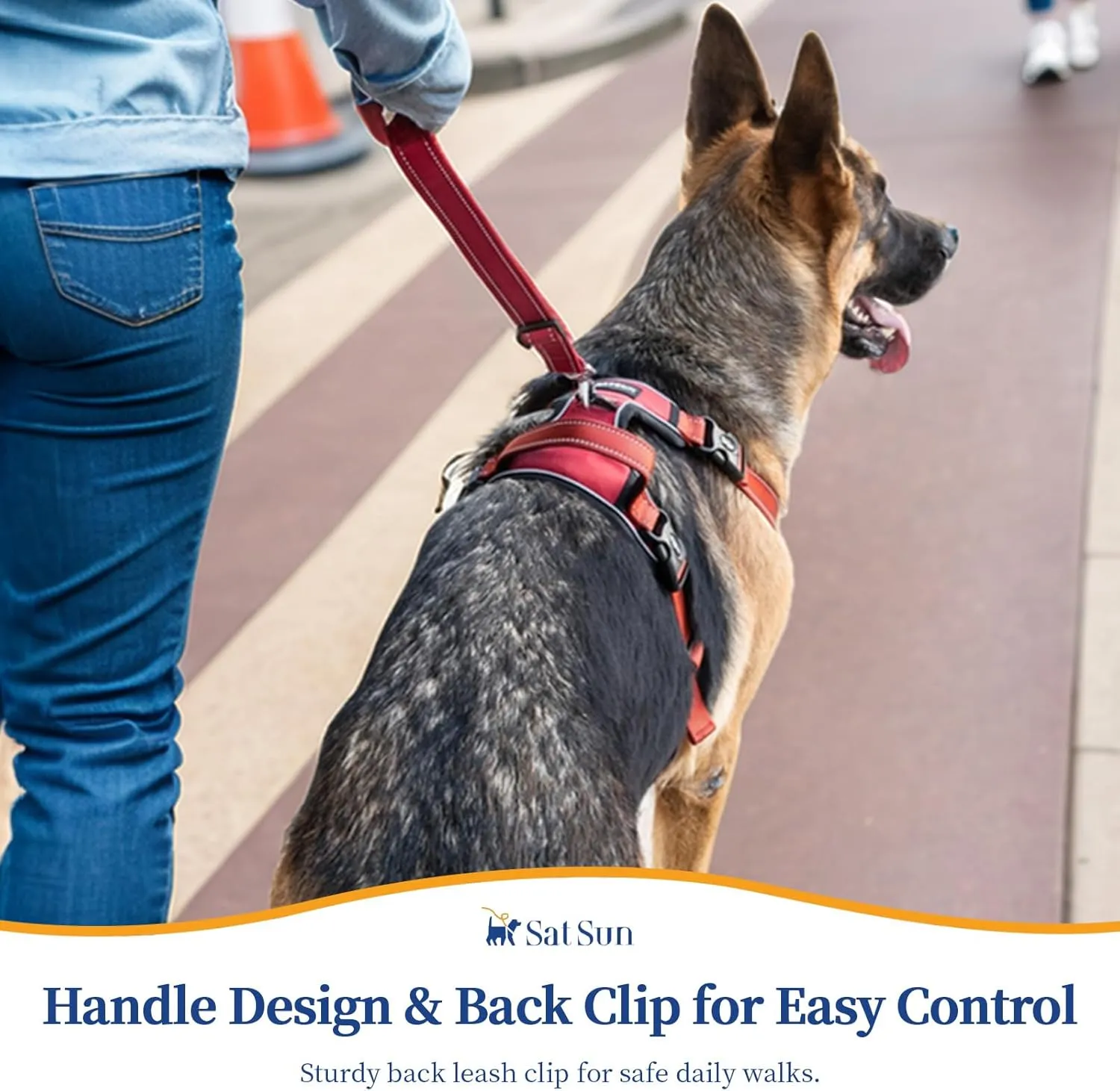 SATSUN No-Pull Dog Harness with Handle,Easy Walk Dog Vest Harness for Large Dogs with Leash Clips,Breathable Reflective Step-in Pet Harness,Ideal for Training Strolling Hiking,Black,XL