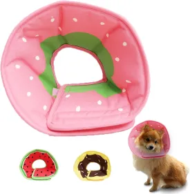 Soft Dog Cone, Lightweight Elizabethan Collar for Dogs, Adjustable Soft Cones for Dogs/Cats to Stop Licking After Surgery, Cute Strawberry Cone of Shame Alternatives for Pets(Medium)