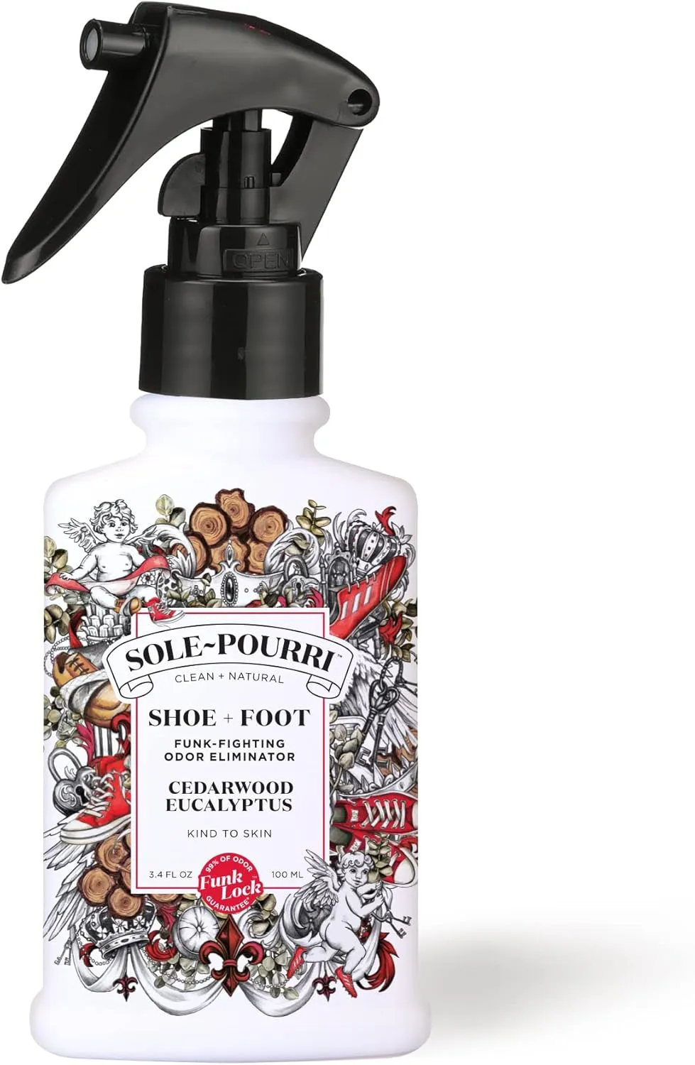 Sole-Pourri Shoe   Foot Funk-Fighting Odor Freshener Spray, Cedarwood Eucalyptus, 3.4 Fl Oz