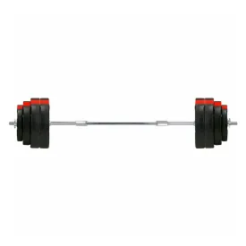 Tri-Grip Vinyl Barbell Set Red/Black Weight Plates - 60Kg