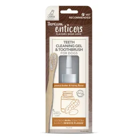 Tropiclean Enticers Teeth Cleaning Gel & Toothbrush - Peanut Butter & Honey