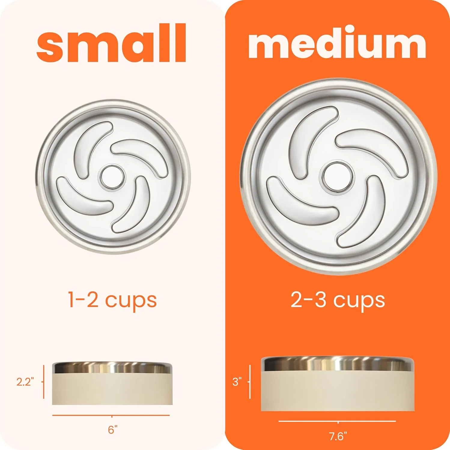 Trot Pets Premium Dog Bowls | Stainless Steel Bowl Set for Small, Medium, or Large Dogs | Non-Slip Food and & Water Slow Feeder | Durable, BPA-Free, Anti-Skid, Dishwasher Safe (Cobalt, Small)