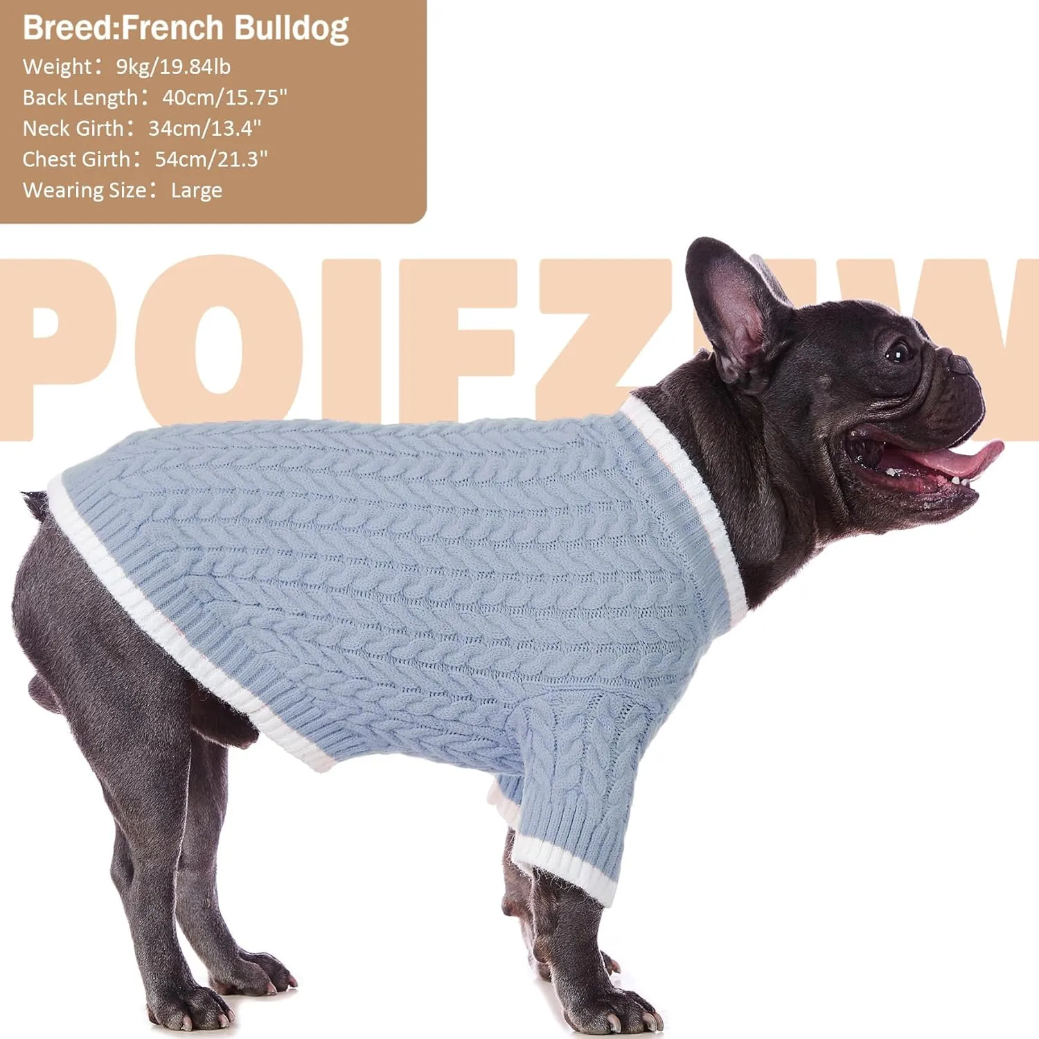 Turtleneck Fleece Cat Sweater, Christmas Dog Clothes for Extral Small Dogs Girls Boys, Cute Knitted Thick Warm Holiday Apparel for Puppy Kitten, Dustyblue XS