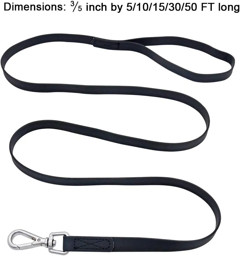 Waterproof Dog Training Leash 50FT 30FT 15FT 10FT 5FT Heavy Duty Recall Long Lead for Large Medium Small Dogs (10FT, Black)